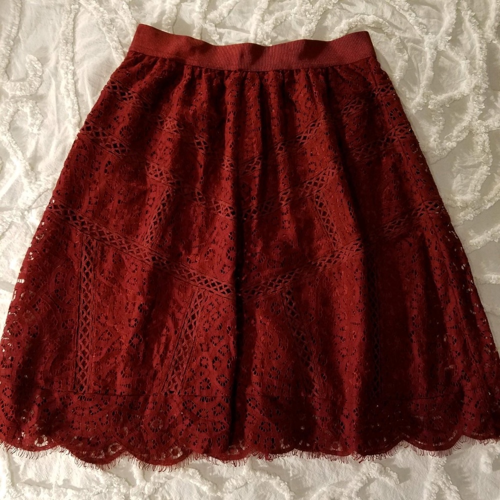 Ann Taylor "Marsala" Lace Skirt